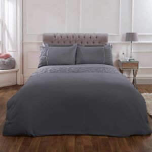 Sienna King Light Grey Satin Pintuck Diamante Duvet Cover Set - Duvet Cover Sienna King Light Grey Satin Pintuck Diamante Duvet Cover Set - Duvet Cover