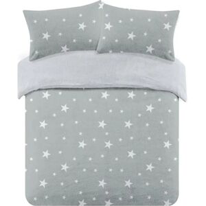 Dreamscene Silver Grey White Star Teddy Duvet Set - Bedding Dreamscene Silver Grey White Star Teddy Duvet Set - Bedding