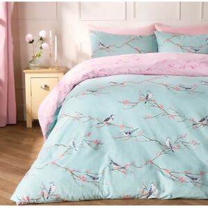 Dreamscene - Blossom Bird - Duck Egg Blue - Duvet Cover Set Dreamscene - Blossom Bird - Duck Egg Blue - Duvet Cover Set
