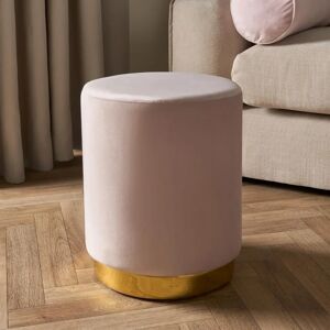 Ohs - Matte Velvet Golden Band Stool - Blush - Footstool Ohs - Matte Velvet Golden Band Stool - Blush - Footstool