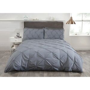 Rapport Balmoral Pin Tuck Grey Double Duvet Cover Set - Bedding Rapport Balmoral Pin Tuck Grey Double Duvet Cover Set - Bedding