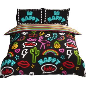 Price Right Home Be Happy Neon Duvet Cover and Pillowcase Set - Single Price Right Home Be Happy Neon Duvet Cover and Pillowcase Set - Single
