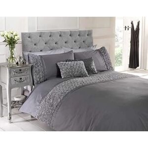 Price Right Home Limoges Rose Ruffle Duvet Cover - Double Grey Price Right Home Limoges Rose Ruffle Duvet Cover - Double Grey