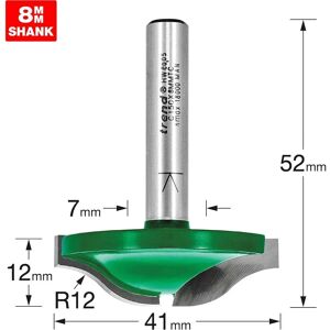 Trend C150x8mmtc Router Cutter - 12mm Radius, 41mm Dia Trend C150x8mmtc Router Cutter - 12mm Radius, 41mm Dia
