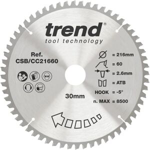 Trend CC21660 Craft Pro Circular Saw Blade - Crosscutting, 216mm, 60T Trend CC21660 Craft Pro Circular Saw Blade - Crosscutting, 216mm, 60T