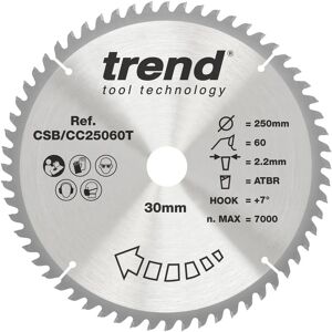 Trend CSB/CC25060T Carbide Cross-Cutting Mitre Saw Blade - 250mm Trend CSB/CC25060T Carbide Cross-Cutting Mitre Saw Blade - 250mm