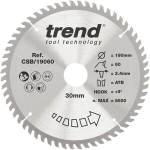 Trend CSB/19060 Craft Pro Fine Trim Finishing TCT Circular Saw Blade - Circular Saw Blade Trend CSB/19060 Craft Pro Fine Trim Finishing TCT Circular Saw Blade - Circular Saw Blade