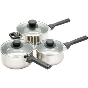 Kitchencraft Jury Stainless Steel Saucepan Set - 3-Piece Mid Grey Kitchencraft Jury Stainless Steel Saucepan Set - 3-Piece Mid Grey