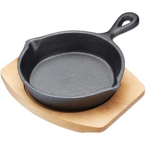 Artesa Mini Cast Iron Frying Pan - 20cm, Grey, with Wooden Board Artesa Mini Cast Iron Frying Pan - 20cm, Grey, with Wooden Board