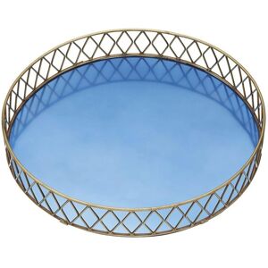 BarCraft Brass Finish Serving Tray - Blue - 35cm - Serving Tray BarCraft Brass Finish Serving Tray - Blue - 35cm - Serving Tray