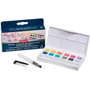 Derwent Pastel Shades Watercolour Paint Set - 12 Half Pans & Accessories Derwent Pastel Shades Watercolour Paint Set - 12 Half Pans & Accessories