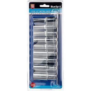 BlueSpot Tools Deep Socket Set of 9 Metric 1/2in Square Drive - Socket Set Drive Square BlueSpot Tools Deep Socket Set of 9 Metric 1/2in Square Drive - Socket Set Drive Square