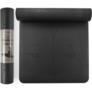 Myga Large Black Alignment Yoga Mat - Exercise & Fitness - 205cm x 70cm Myga Large Black Alignment Yoga Mat - Exercise & Fitness - 205cm x 70cm