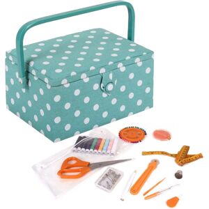 Mondial Tissus Sewing Box - Turquoise with White Dots - 19x26x15cm Mondial Tissus Sewing Box - Turquoise with White Dots - 19x26x15cm