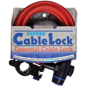 Oxford Cable Lock - Red - High-Strength Steel - 1.8m x 12mm Oxford Cable Lock - Red - High-Strength Steel - 1.8m x 12mm