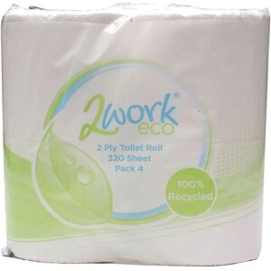 2Work KF03808 Toilet Paper - 2-Ply Recycled 320 Sheets Pack of 36 2Work KF03808 Toilet Paper - 2-Ply Recycled 320 Sheets Pack of 36