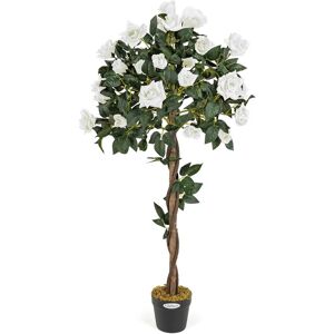 Christow 4ft Artificial Rose Tree - Cream - Twisted Wooden Trunk Christow 4ft Artificial Rose Tree - Cream - Twisted Wooden Trunk