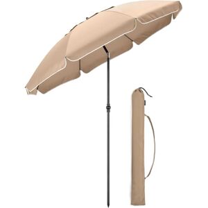 Christow Taupe Portable Beach Parasol Tilting Garden Sunshade UV Resistant - Beach Parasol Christow Taupe Portable Beach Parasol Tilting Garden Sunshade UV Resistant - Beach Parasol