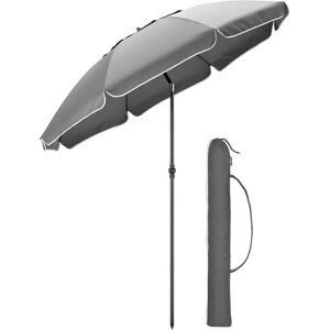Christow Grey Portable Beach Parasol Tilting Garden Sunshade Umbrella UV Resistant 2m Christow Grey Portable Beach Parasol Tilting Garden Sunshade Umbrella UV Resistant 2m