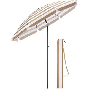 Christow Taupe & White 2m Beach Parasol - UV Protection Christow Taupe & White 2m Beach Parasol - UV Protection