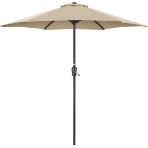 Christow Taupe Garden Parasol - 2.4m Steel Crank Wind Up Umbrella - Outdoor Sun Shade Christow Taupe Garden Parasol - 2.4m Steel Crank Wind Up Umbrella - Outdoor Sun Shade