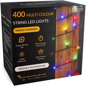Christow LED Christmas String Lights - 40m Multi-Coloured - Indoor & Outdoor Christow LED Christmas String Lights - 40m Multi-Coloured - Indoor & Outdoor