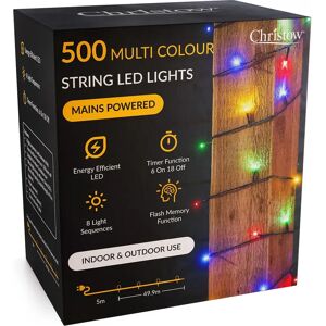 Christow 50m Multi Coloured LED Christmas String Lights - Indoor & Outdoor Christow 50m Multi Coloured LED Christmas String Lights - Indoor & Outdoor