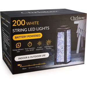 Christow White Battery Christmas Lights - 20m Christow White Battery Christmas Lights - 20m