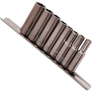 Set di 9 bussole profonde 1/4'' - Cromato Metrico - 12mm Set di 9 bussole profonde 1/4'' - Cromato Metrico - 12mm