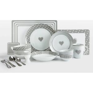 Waterside 80 Piece Grey Heart Combo Dinner Set Waterside 80 Piece Grey Heart Combo Dinner Set