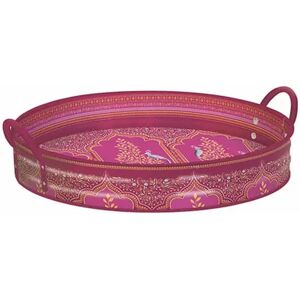 Sara Miller India Pink/Multi Large Handle Steel Tray - Tray Sara Miller India Pink/Multi Large Handle Steel Tray - Tray