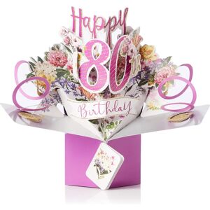 Second Nature Female 80th Birthday Pop Up Card with Flowers Second Nature Female 80th Birthday Pop Up Card with Flowers