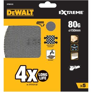 DeWALT DTM3123 Mesh Sanding Discs - 150mm, 80G, Pack of 5 DeWALT DTM3123 Mesh Sanding Discs - 150mm, 80G, Pack of 5