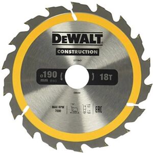 DeWALT DT1943-QZ Cirkelzaagblad - 190mm, 18T, voor Bouw DeWALT DT1943-QZ Cirkelzaagblad - 190mm, 18T, voor Bouw