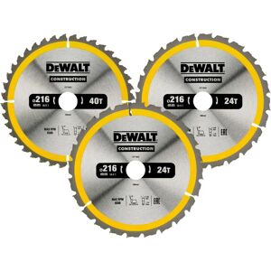 DeWALT DT1962 Circular Saw Blade - 3 Pack, 216mm, 24T/40T DeWALT DT1962 Circular Saw Blade - 3 Pack, 216mm, 24T/40T