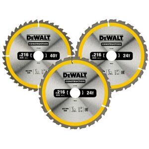 DeWALT DT1962 Circular Saw Blade - 3 Pack, 216mm, 24T/40T DeWALT DT1962 Circular Saw Blade - 3 Pack, 216mm, 24T/40T
