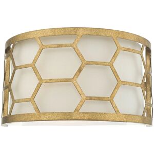 Dar Lighting Epstein Gold Leaf Wall Light - Ivory Linen Shade Dar Lighting Epstein Gold Leaf Wall Light - Ivory Linen Shade