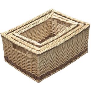 Wicker Storage Baskets Set - Rustic Stripe - 3 Pack - Brown Wicker Storage Baskets Set - Rustic Stripe - 3 Pack - Brown
