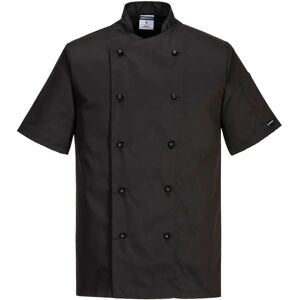 Portwest Black Chef's Jacket - Short Sleeve, Model C734 Portwest Black Chef's Jacket - Short Sleeve, Model C734