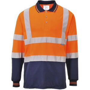 Portwest Orange/Navy S279 Two-Tone Hi Vis Long Sleeve Polo Shirt Portwest Orange/Navy S279 Two-Tone Hi Vis Long Sleeve Polo Shirt