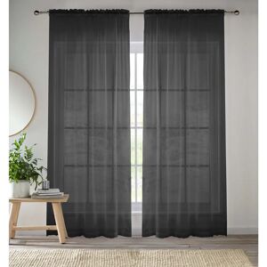 Enhanced Living Black Voile Curtain Pair - Sheer Woven Panel Enhanced Living Black Voile Curtain Pair - Sheer Woven Panel