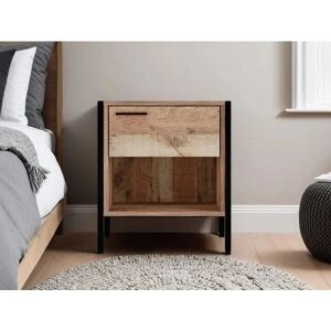 LPD Hoxton Rustic Bedside Cabinet - Industrial - Wood Effect LPD Hoxton Rustic Bedside Cabinet - Industrial - Wood Effect