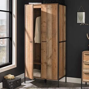 LPD Hoxton Rustic 2 Door Wardrobe - Industrial Chic Style LPD Hoxton Rustic 2 Door Wardrobe - Industrial Chic Style