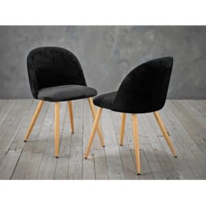 LPD Venice Set of 2 Black Velvet Dining Chairs LPD Venice Set of 2 Black Velvet Dining Chairs