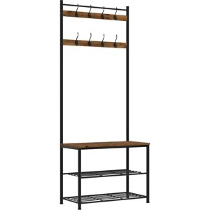 LPD Ealing Black and Rustic Pine Small Hallway Unit - Hallway Unit LPD Ealing Black and Rustic Pine Small Hallway Unit - Hallway Unit