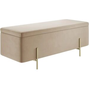 LPD Lola Velvet Footstool Ottoman with Storage - Beige & Brushed Gold LPD Lola Velvet Footstool Ottoman with Storage - Beige & Brushed Gold