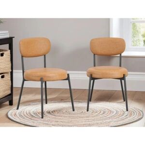 LPD Smith Caramel Faux Leather Dining Chairs - Set of 2 LPD Smith Caramel Faux Leather Dining Chairs - Set of 2