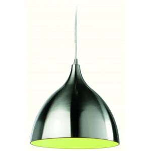 Firstlight Lighting Firstlight Caf - 1 Light Dome Ceiling Pendant - Green Inside - Brushed Steel Firstlight Lighting Firstlight Caf - 1 Light Dome Ceiling Pendant - Green Inside - Brushed Steel