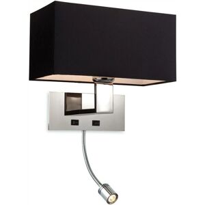 Firstlight Prince - 1-2 Light Indoor Wall Light with Reading - Stainless Steel & Black Firstlight Prince - 1-2 Light Indoor Wall Light with Reading - Stainless Steel & Black