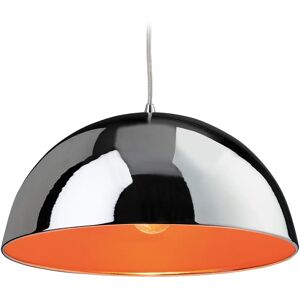 Firstlight Firstlight Bistro - 1 Light Dome Ceiling Pendant Chrome, Orange Inside, E27 Firstlight Firstlight Bistro - 1 Light Dome Ceiling Pendant Chrome, Orange Inside, E27